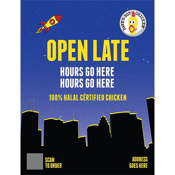 Open Late Flyers | 100% Halal Certified (Editable)